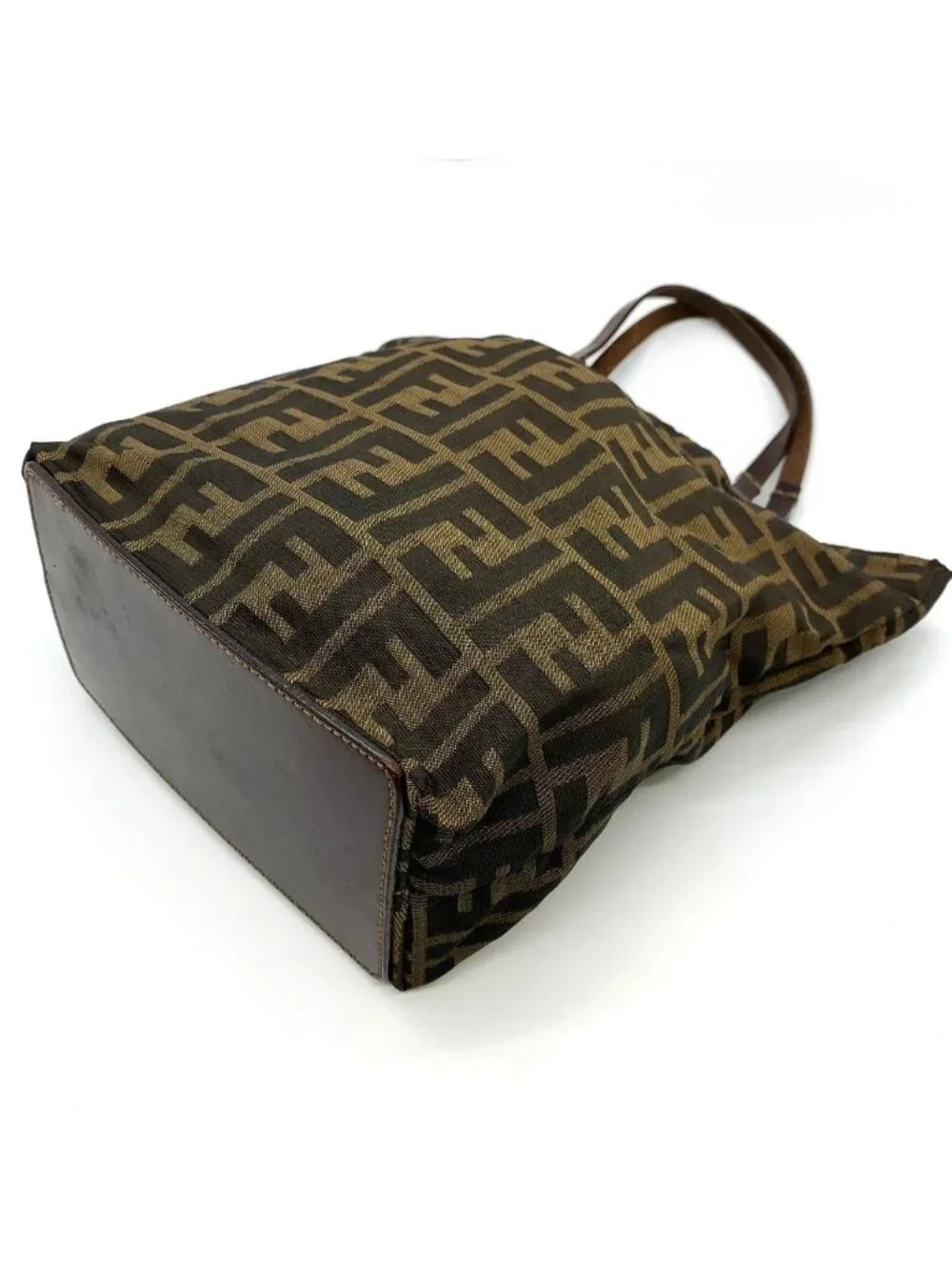 Fendi Zucca Tote Bag Nylon Leather Brown